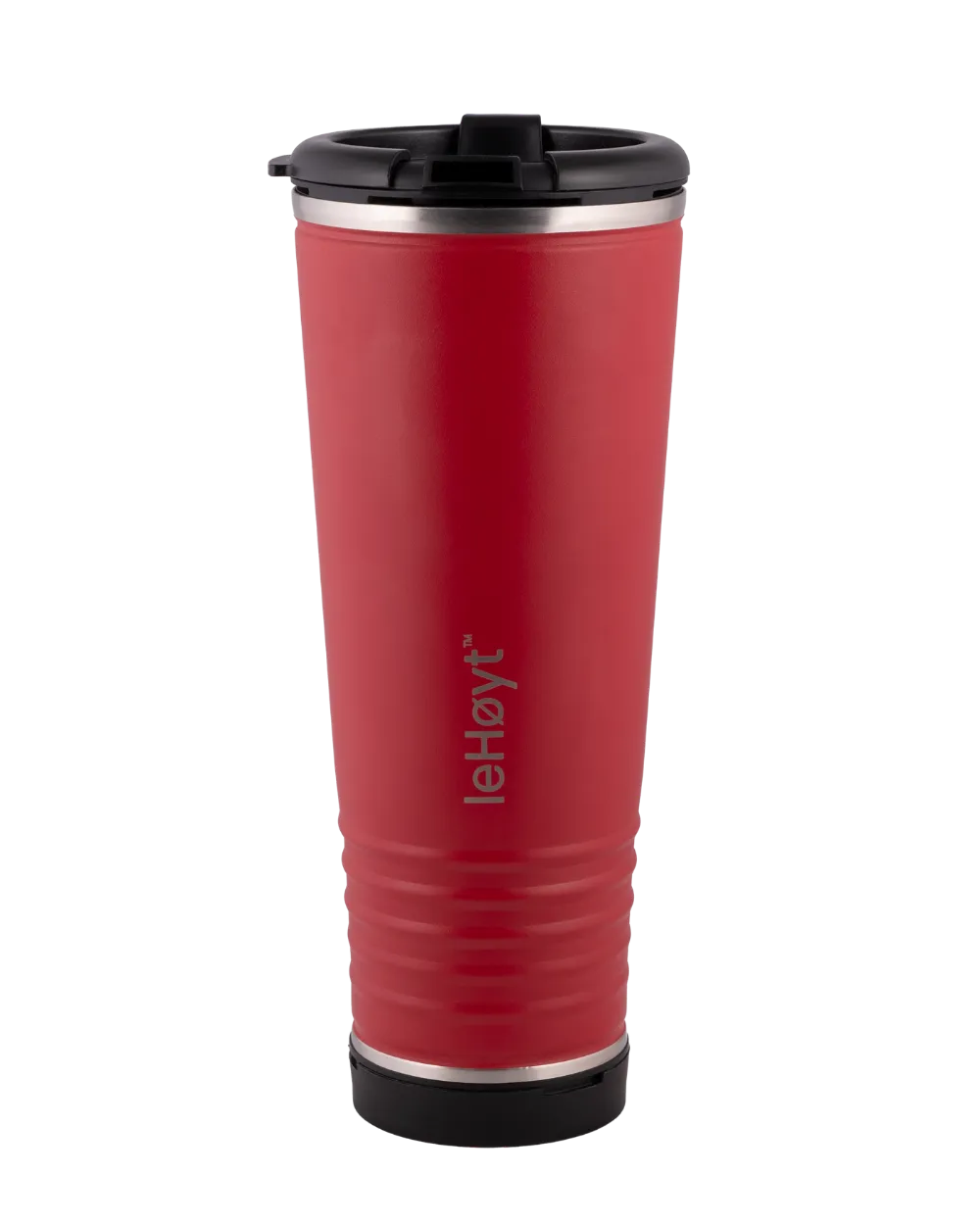 The red leHøyt tumbler, photographed on a transparent background